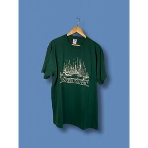 VINTAGE 1990's MAINE PORT BOAT tshirt MENS Sz X-LARGE JERZEES MADE In USA